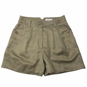 Whistles Satin Linen Blend Cuffed Hem Shorts